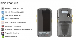 2D čtečka CRUISER H9 - průmyslová odolná čtečka čarových kódů 2D s mobilním telefonem GSM, 3G, GPS, OS android, ...