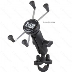RAM Mounts univerzální držák na telefony větší než 5" s ramenem se zabezpečením na řídítka nebo tyč s objímkou pro Ø12,7-31,75 mm, X-Grip, sestava RAM-B-149Z-UN10B-KNOB3U